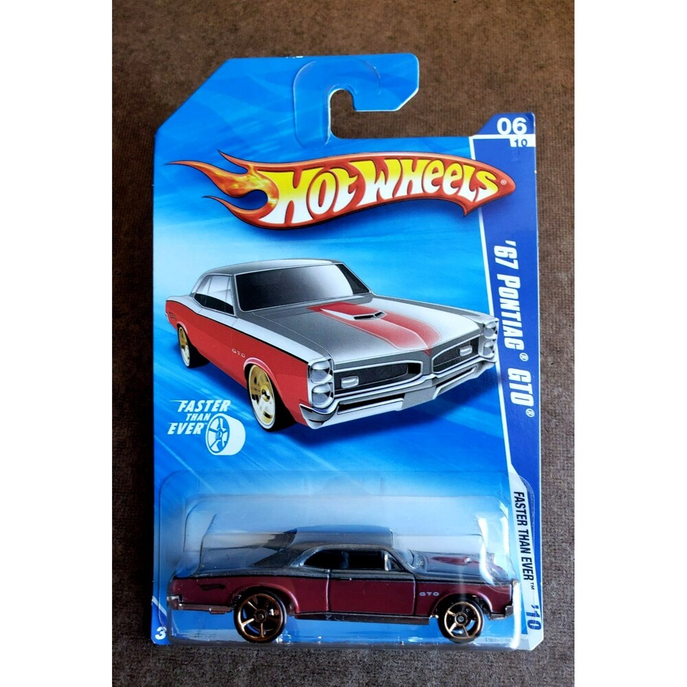 2010 Hot Wheels '67 PONTIAC GTO Dark GRAY/RED FASTER THAN EVER SERIES #6/10 1:64